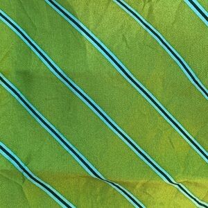 100% Silk Vintage / Antique Rectangular Scarf 12.5 x 72” Green Stripe Handmade